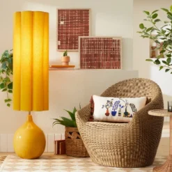 New Arrival 16 Floor Lamp Yellow Ceramic With Elongated Shade (Includes LED Light Bulb) - Opalhouse™ Designed With Jungalow™