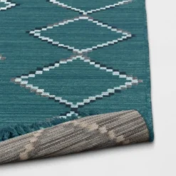 7' X 10' Soft Moroccan Woven Tapestry With Double Knot Fringe Outdoor Rug Teal - Opalhouse™ -Limango Store GUEST 3a15645d 40e3 4c67 92df d55f6ad30a10 1