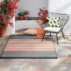5' X 7' Outdoor Rug Multi Stripe Global Pink - Opalhouse™ -Limango Store GUEST 849a4c76 29c9 486c a953 a03150bdac10