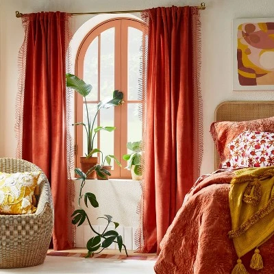 1pc Light Filtering Velvet Macrame Trim Window Curtain Panel Burnt Orange - Opalhouse™ designed with Jungalow™ 1pc Light Filtering Velvet Macrame Trim Window Curtain Panel Burnt Orange - Opalhouse™ Designed With Jungalow™ -Limango Store GUEST 92dfaf13 4813 4967 a623 6cda6de279dc