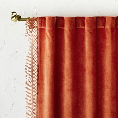 1pc Light Filtering Velvet Macrame Trim Window Curtain Panel Burnt Orange - Opalhouse™ designed with Jungalow™ 1pc Light Filtering Velvet Macrame Trim Window Curtain Panel Burnt Orange - Opalhouse™ Designed With Jungalow™ -Limango Store GUEST 9bfd56a0 ad5c 4df0 98b1 851ec6623ce3